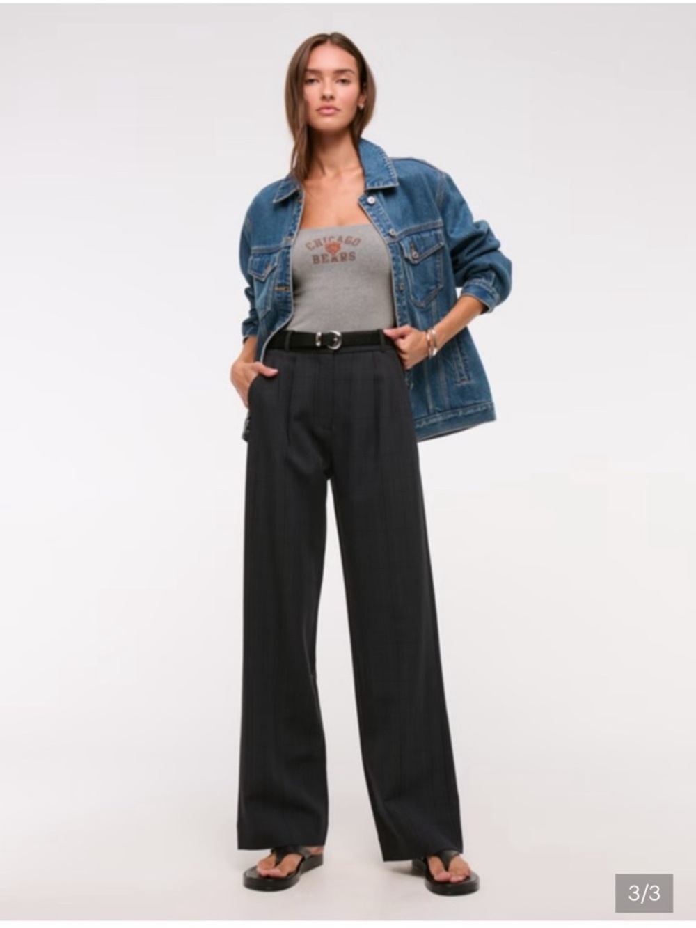 Abercrombie & Fitch Sloan Black Pleated Wide Leg Hi-Rise Tailored Pants, 32/14
